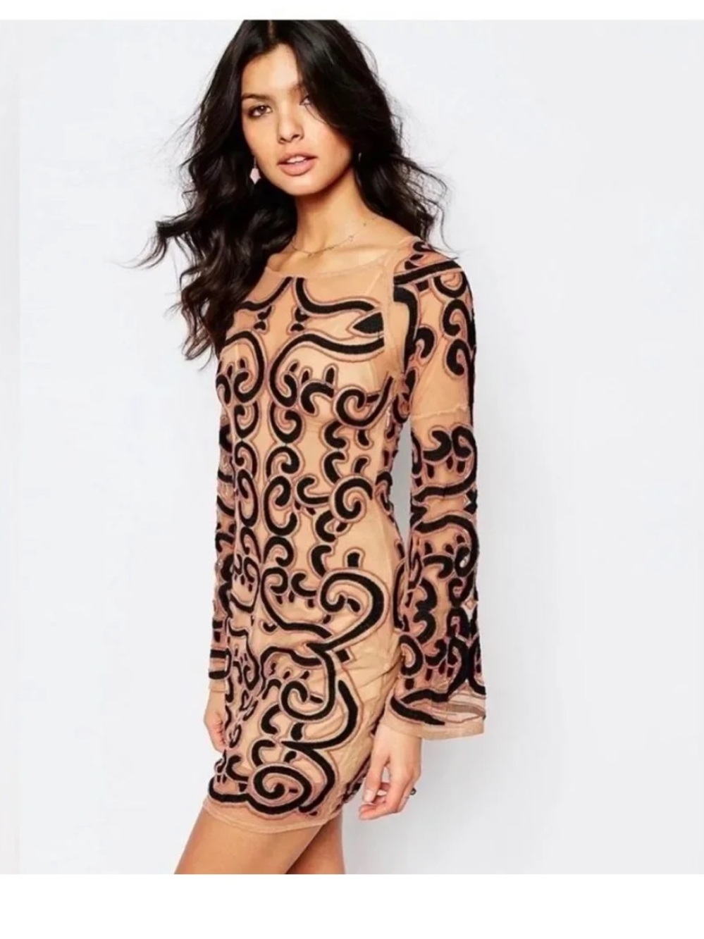 For Love and Lemons Antonia Mesh Embroidered Mini Dress